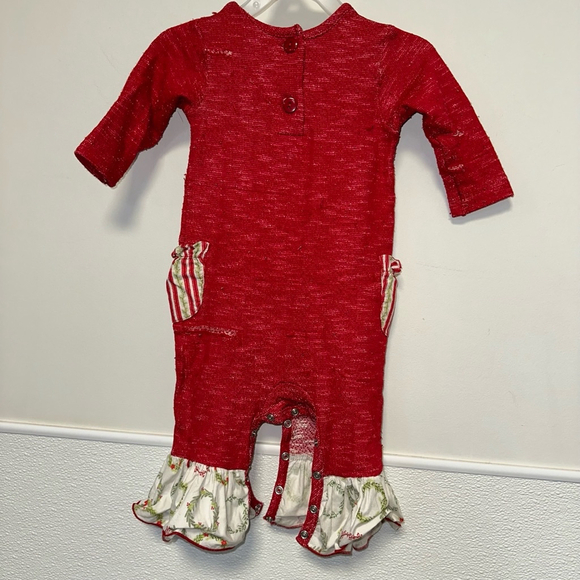 Baby Girl Ricrac & Ruffles Romper 12M Red Christmas Holiday - Picture 4 of 15